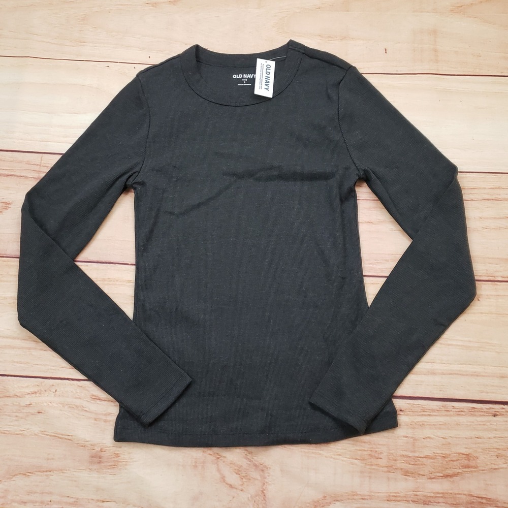 NEW Old Navy Shirt‎ Womens Small Gray Snug Knit Long Sleeve Crew Neck Top Ladies